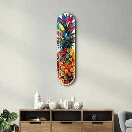 Wallity Watercolor Ananas Pintura Decorativa de Vidrio Templado Multicolor